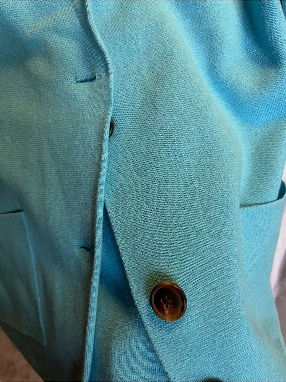 Turquoise Blue Button-Front Knit Jacket - Picture 3 of 3